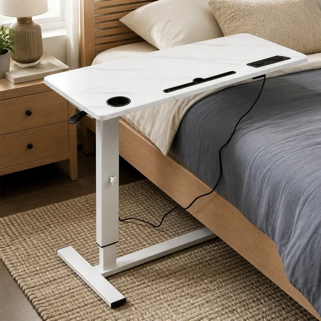 Height Adjustable Gas Lift Standing Desk 65-93cm White