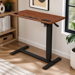 Height Adjustable Standing Desk with USB Power in Brown