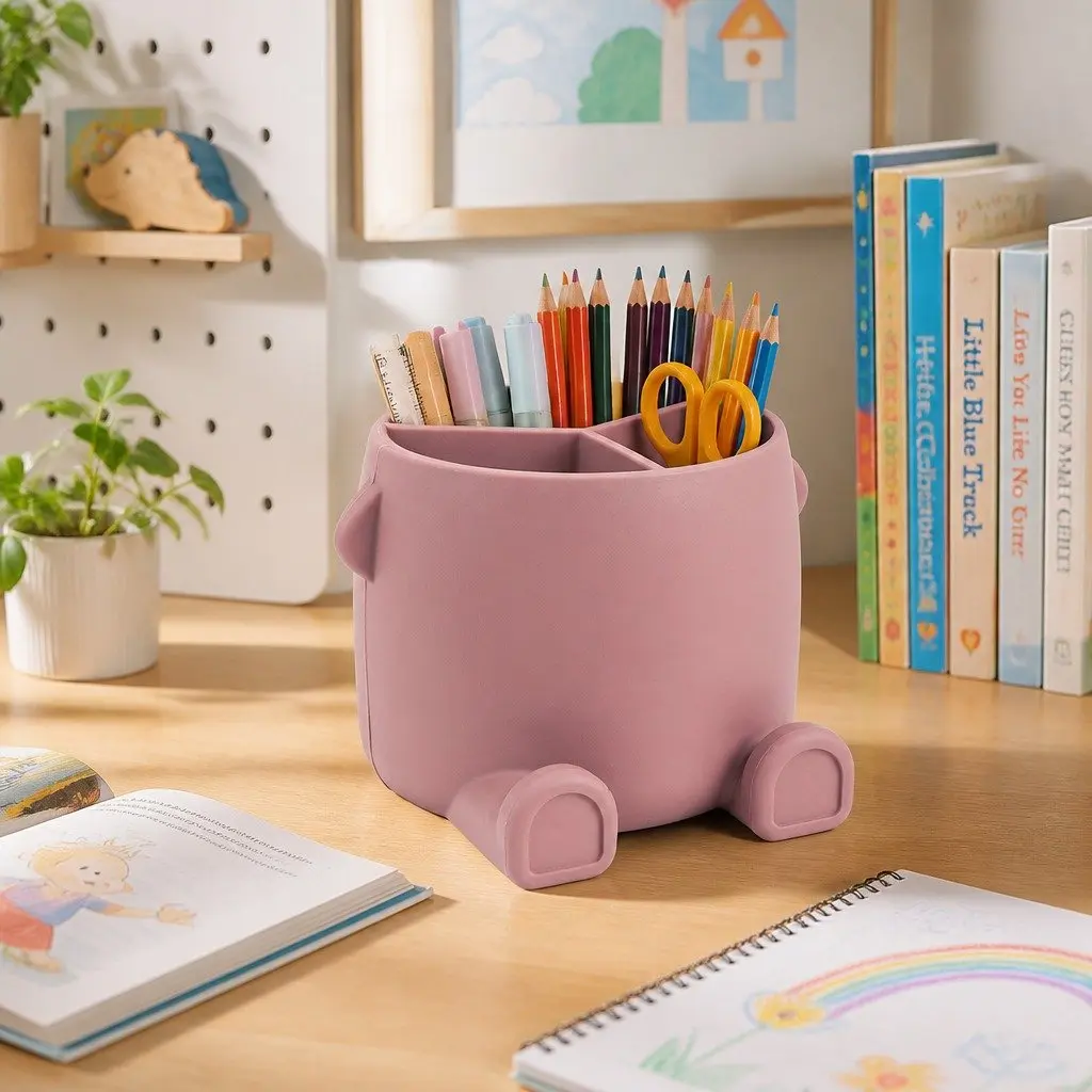 Silicone Can Holder for Pencils and Art Supplies Mahogany 11x12.9cm
