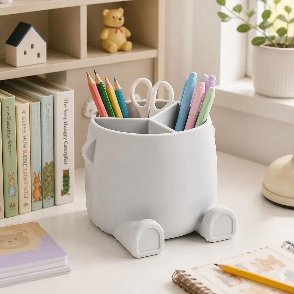 Silicone Can Holder for Pencils and Art Supplies Mahogany 11x12.9cm