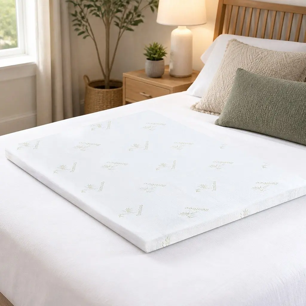 Memory Foam Mattress Topper Cool Gel Infused 5cm Queen Bamboo Fabric