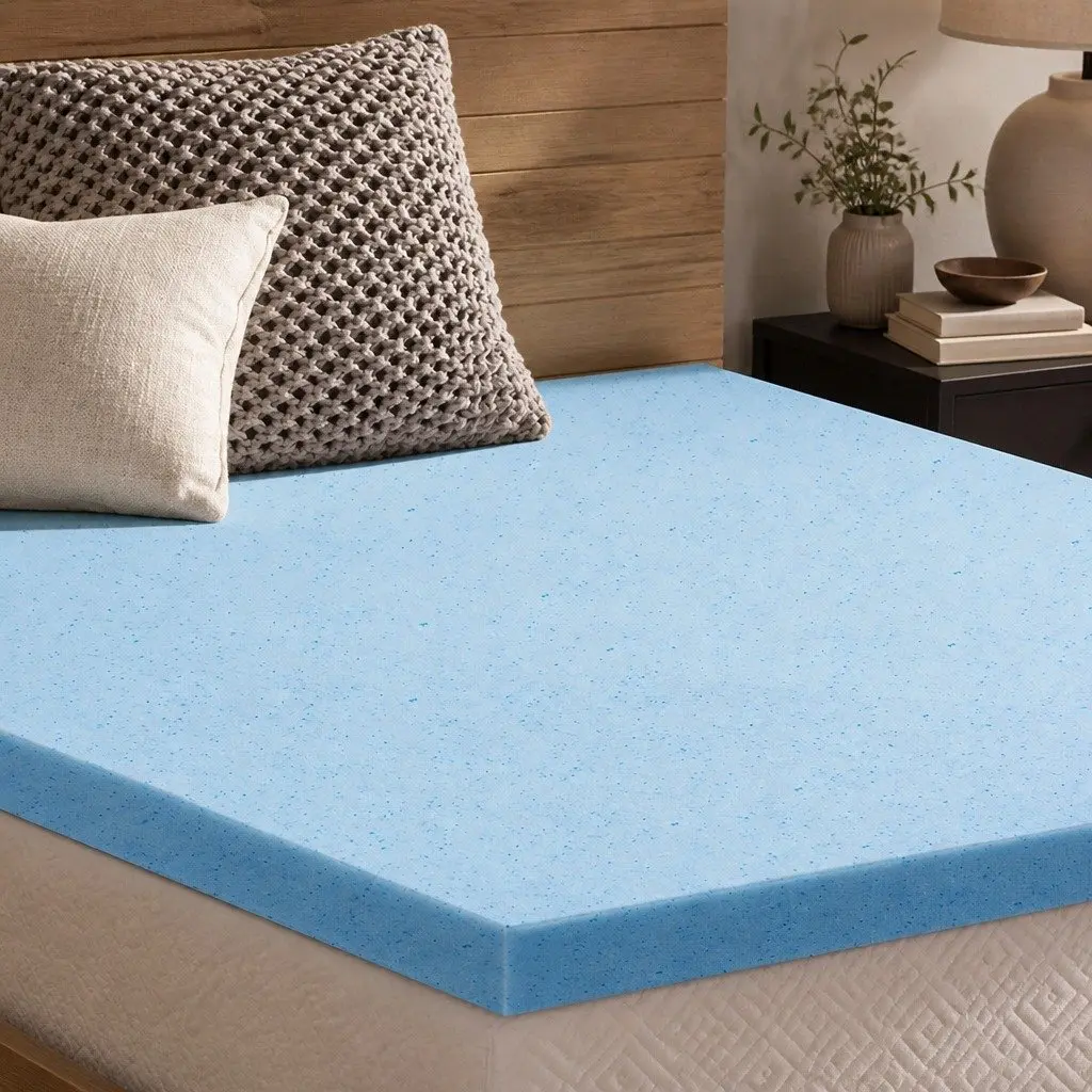 Memory Foam Mattress Topper Cool Gel Infused 5cm Queen Bamboo Fabric
