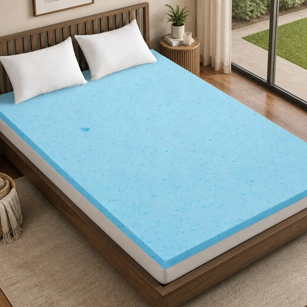 Memory Foam Mattress Topper Cool Gel Infused 5cm Queen Bamboo Fabric