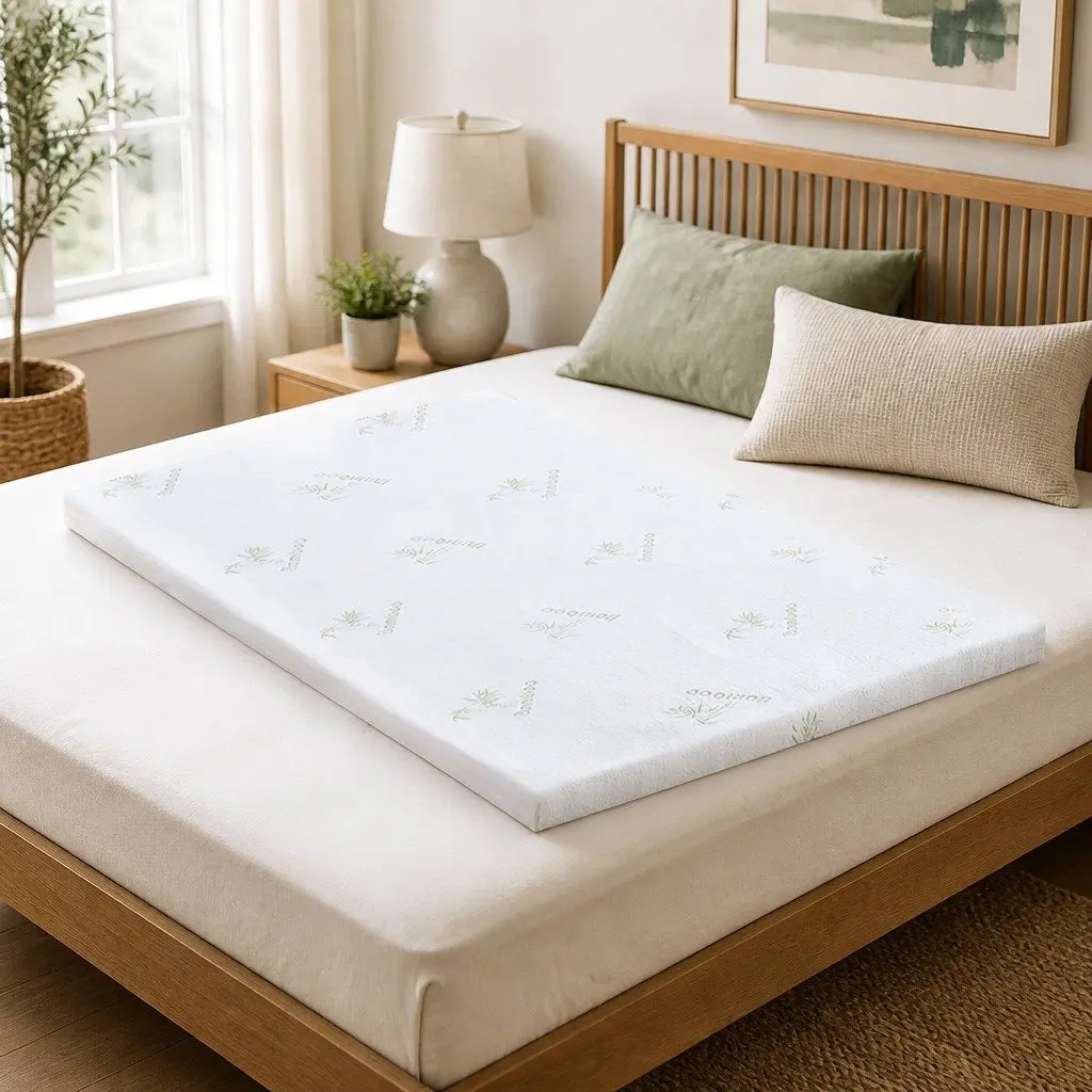 Memory Foam Mattress Topper Cool Gel 5cm Single Bed Bamboo Fabric