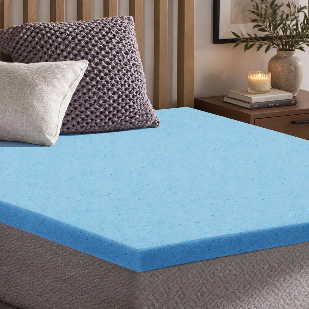 Memory Foam Mattress Topper Cool Gel 5cm Single Bed Bamboo Fabric