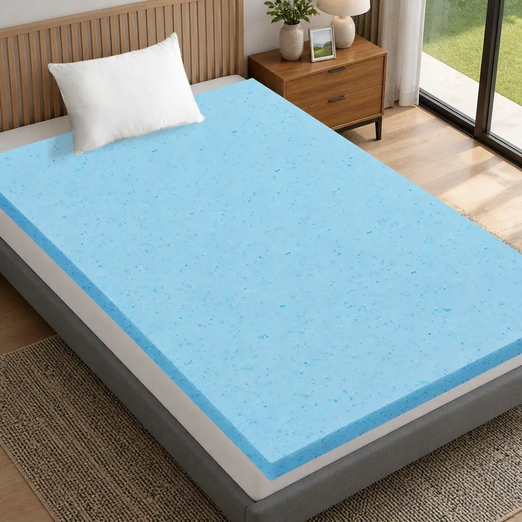Memory Foam Mattress Topper Cool Gel 5cm Single Bed Bamboo Fabric