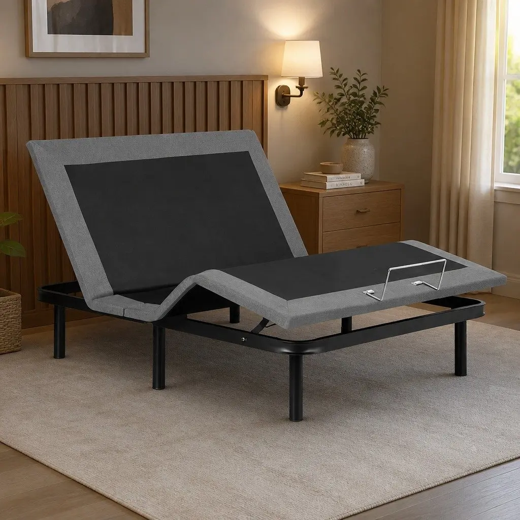 Electric Adjustable Bed Frame Black Double Size Wireless Remote Zero Gravity