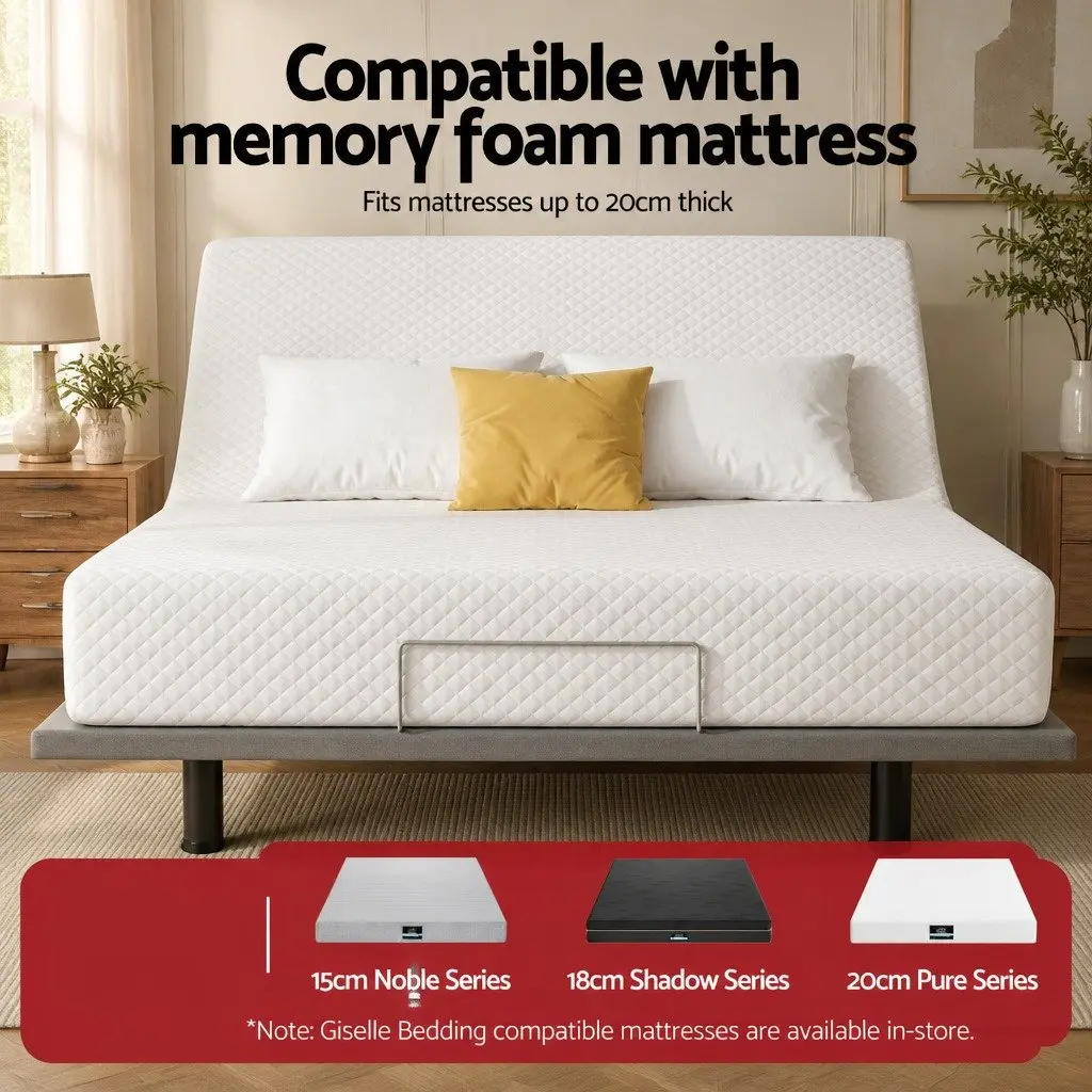 Electric Adjustable Bed Frame Black Double Size Wireless Remote Zero Gravity
