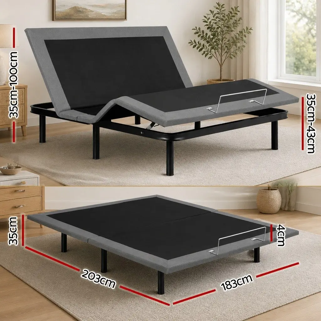 Electric Adjustable Bed Frame King Size Black Wireless Remote Zero Gravity