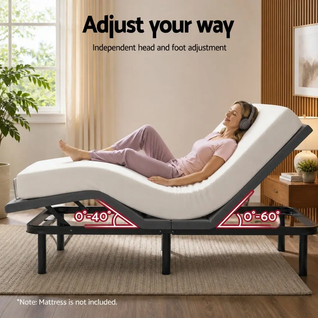 Electric Adjustable Bed Frame King Size Black Wireless Remote Zero Gravity