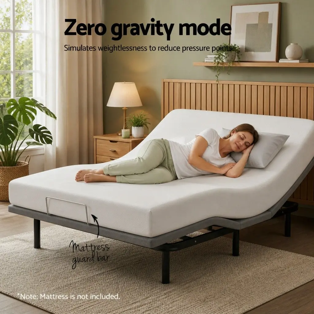 Electric Adjustable Bed Frame King Size Black Wireless Remote Zero Gravity