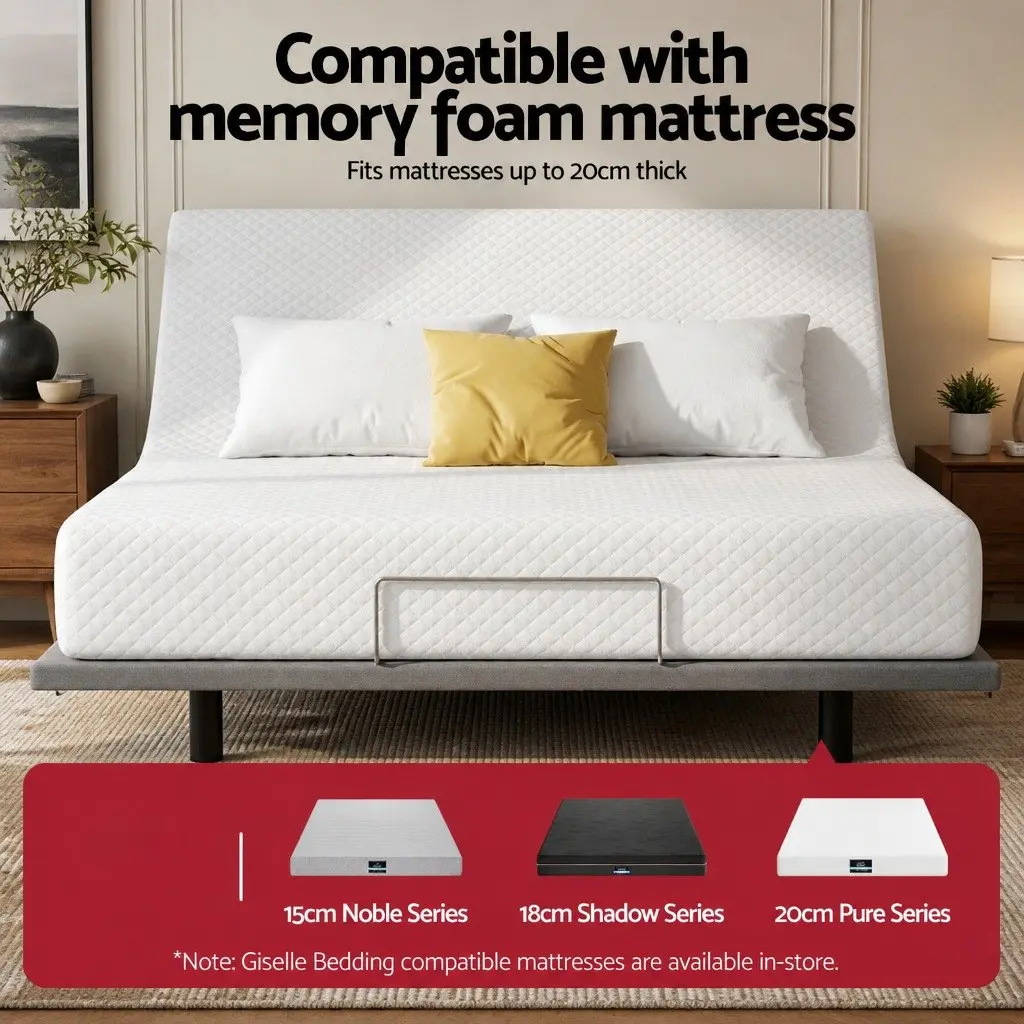 Electric Adjustable Bed Frame King Size Black Wireless Remote Zero Gravity