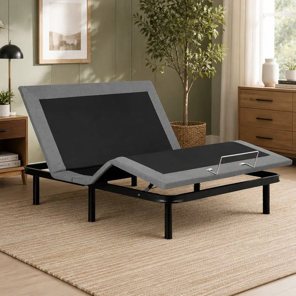 Queen Size Electric Adjustable Bed Frame Zero Gravity Wireless Remote Control Black