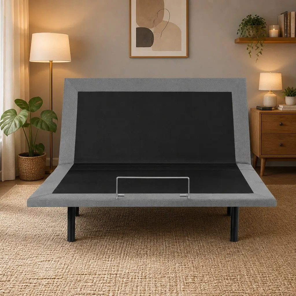 Queen Size Electric Adjustable Bed Frame Zero Gravity Wireless Remote Control Black