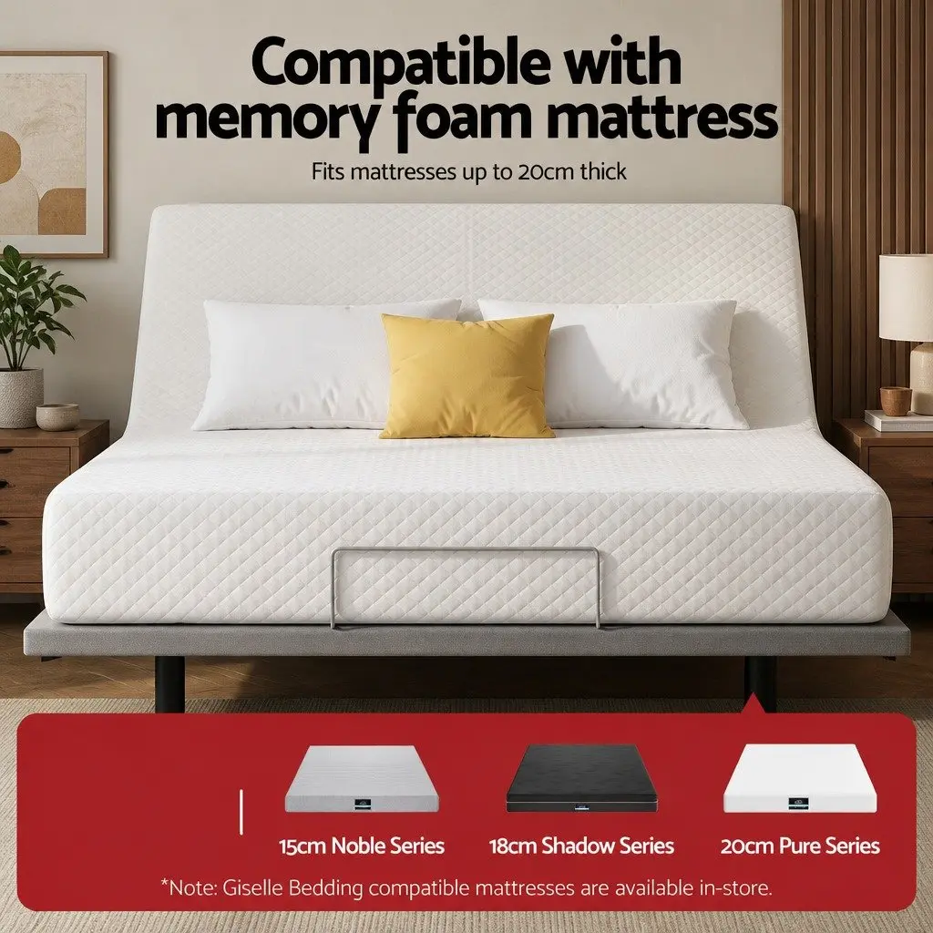 Queen Size Electric Adjustable Bed Frame Zero Gravity Wireless Remote Control Black