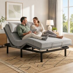 Double Electric Adjustable Bed Frame with Memory Foam Mattress Set Zero Gravity