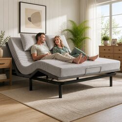 King Size Adjustable Electric Bed Frame with Memory Foam