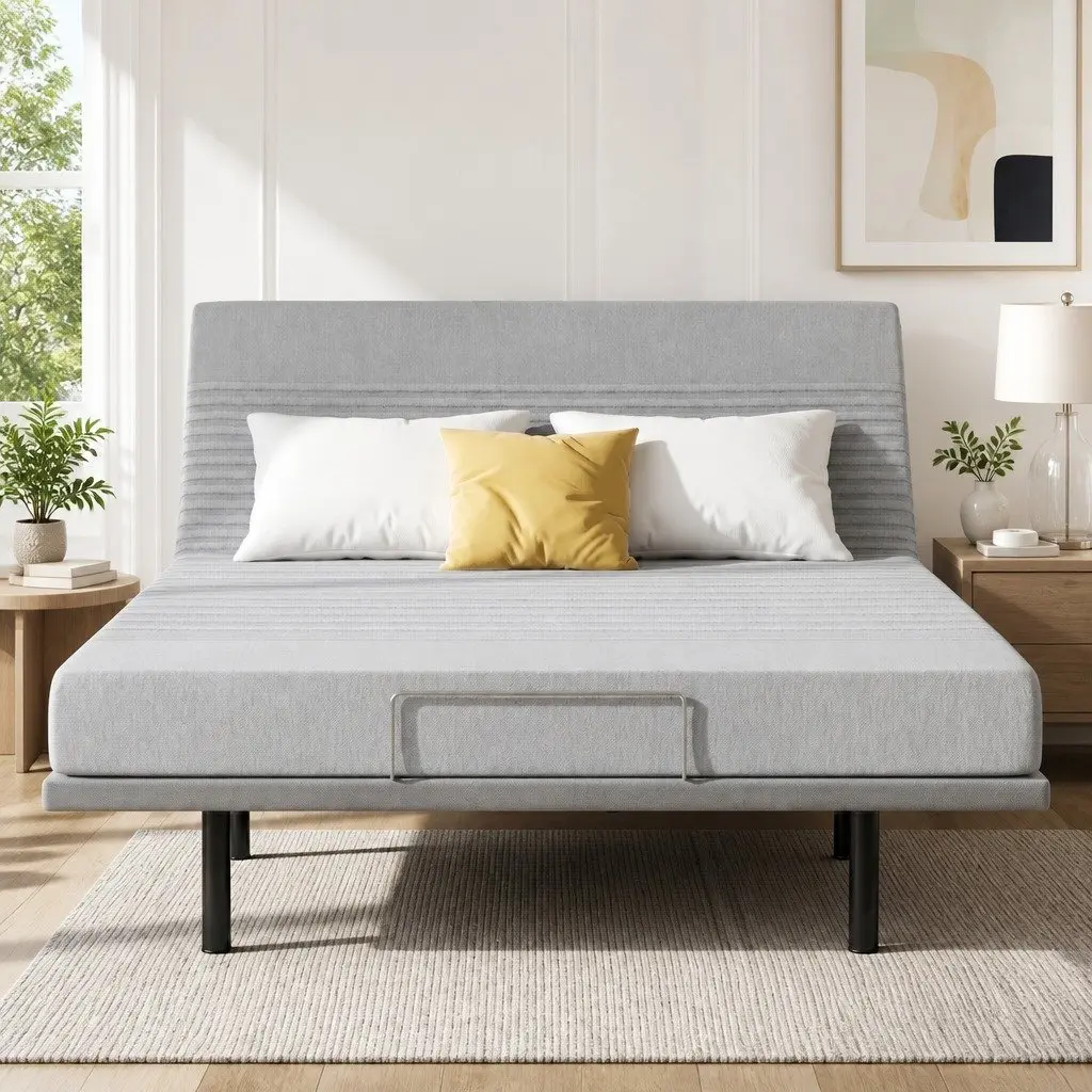 Queen Electric Adjustable Bed Frame with Memory Foam Mattress 15cm Thick Bamboo Fabric Cover