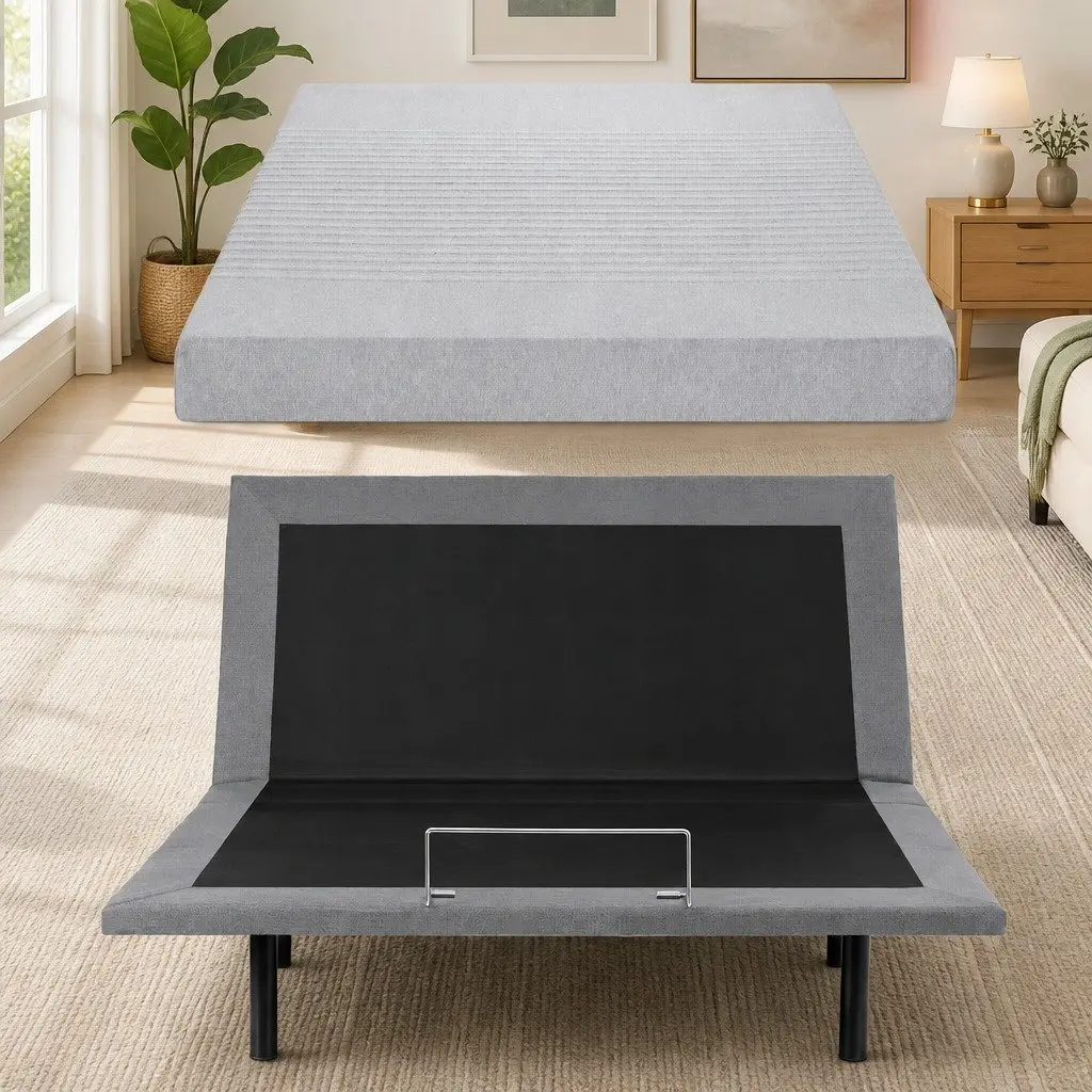 Queen Electric Adjustable Bed Frame with Memory Foam Mattress 15cm Thick Bamboo Fabric Cover