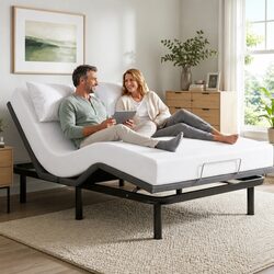 Double Adjustable Bed Frame with Memory Foam Mattress Combo Electric Head Foot