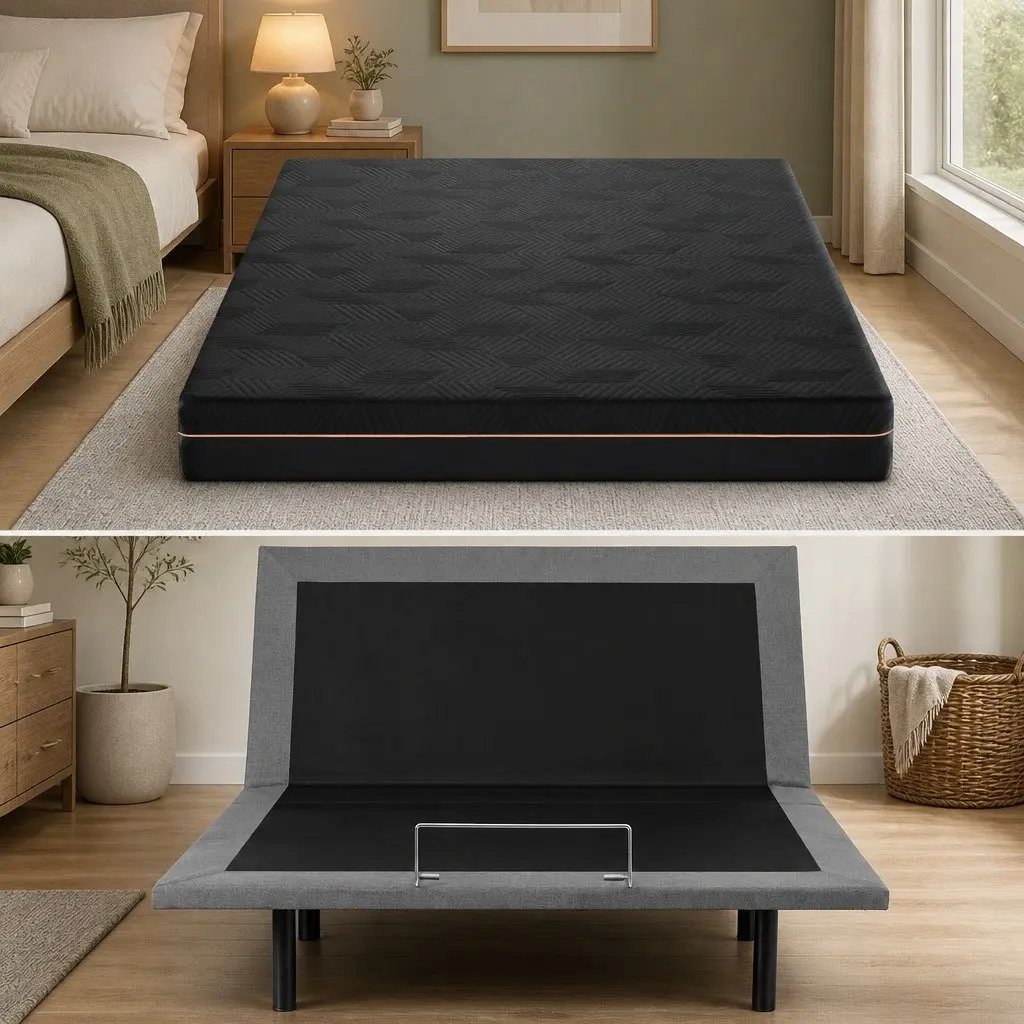 Queen Size Electric Adjustable Bed Frame with Memory Foam