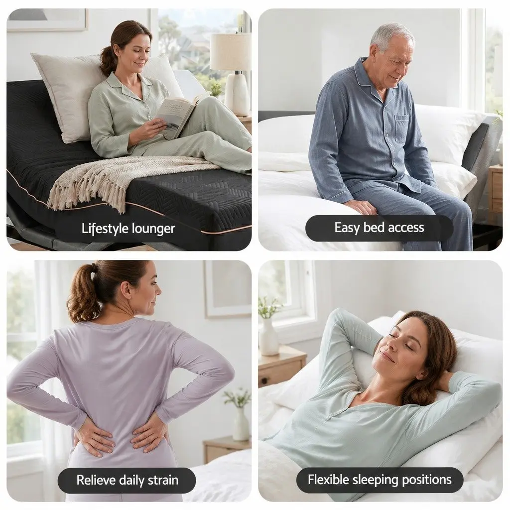 Queen Size Electric Adjustable Bed Frame with Memory Foam