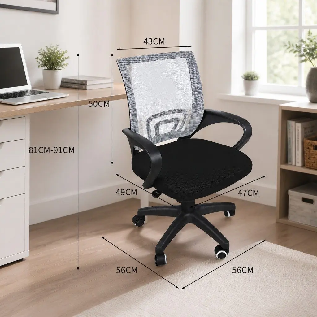 Ergonomic Office Chair Mesh Back Adjustable Height Black or Grey