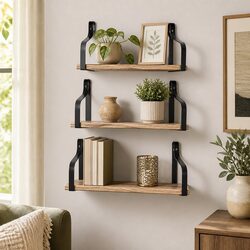 Rustic Paulownia Floating Shelf Brackets for Home