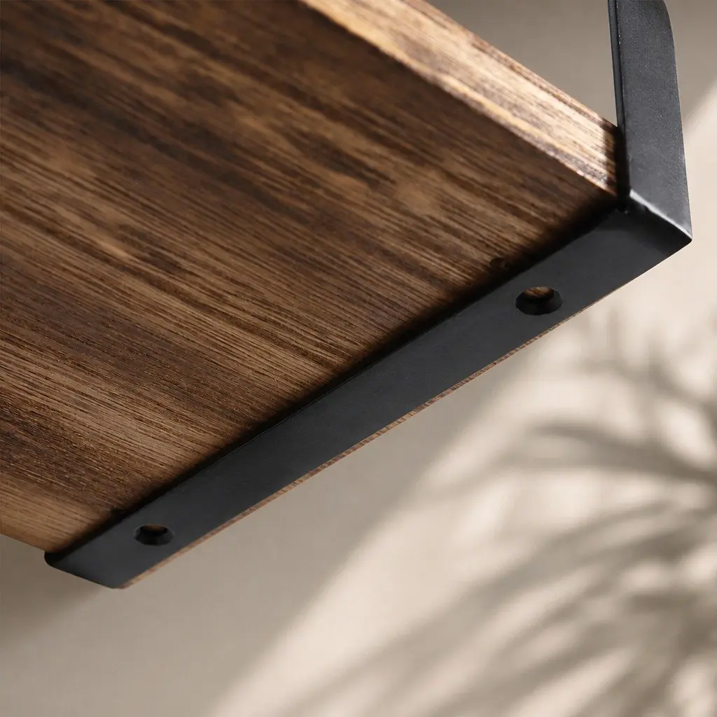 Floating Shelf Brackets Industrial Style 3 Piece Paulownia Wood Home Office