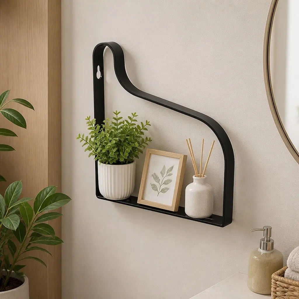 Floating Shelf Brackets Industrial Style 3 Piece Paulownia Wood Home Office