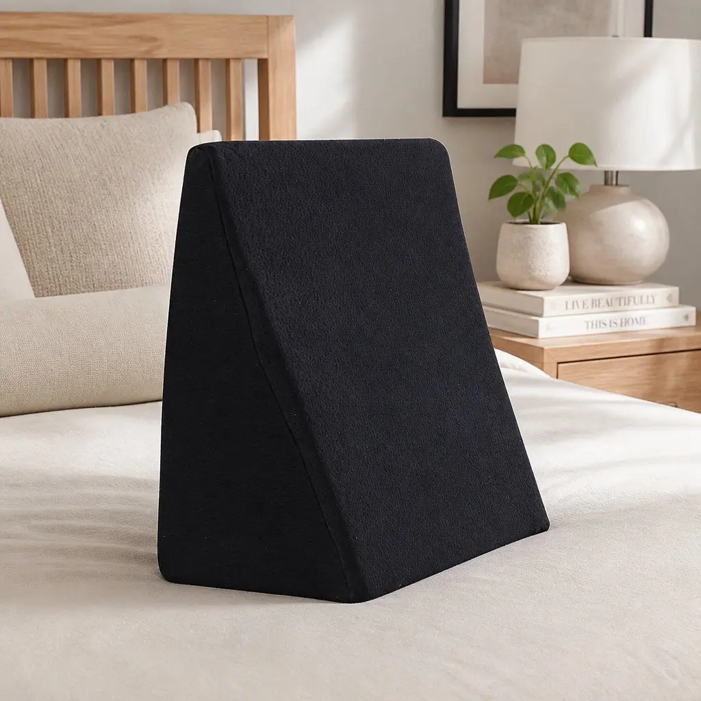 Memory Foam Wedge Pillow Cool Gel Black 61x61x30cm Bamboo Fibre Cover