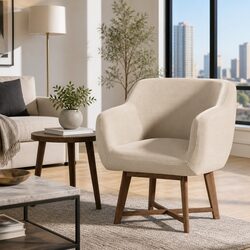 Beige Aston Accent Armchair with Criss-Cross Base