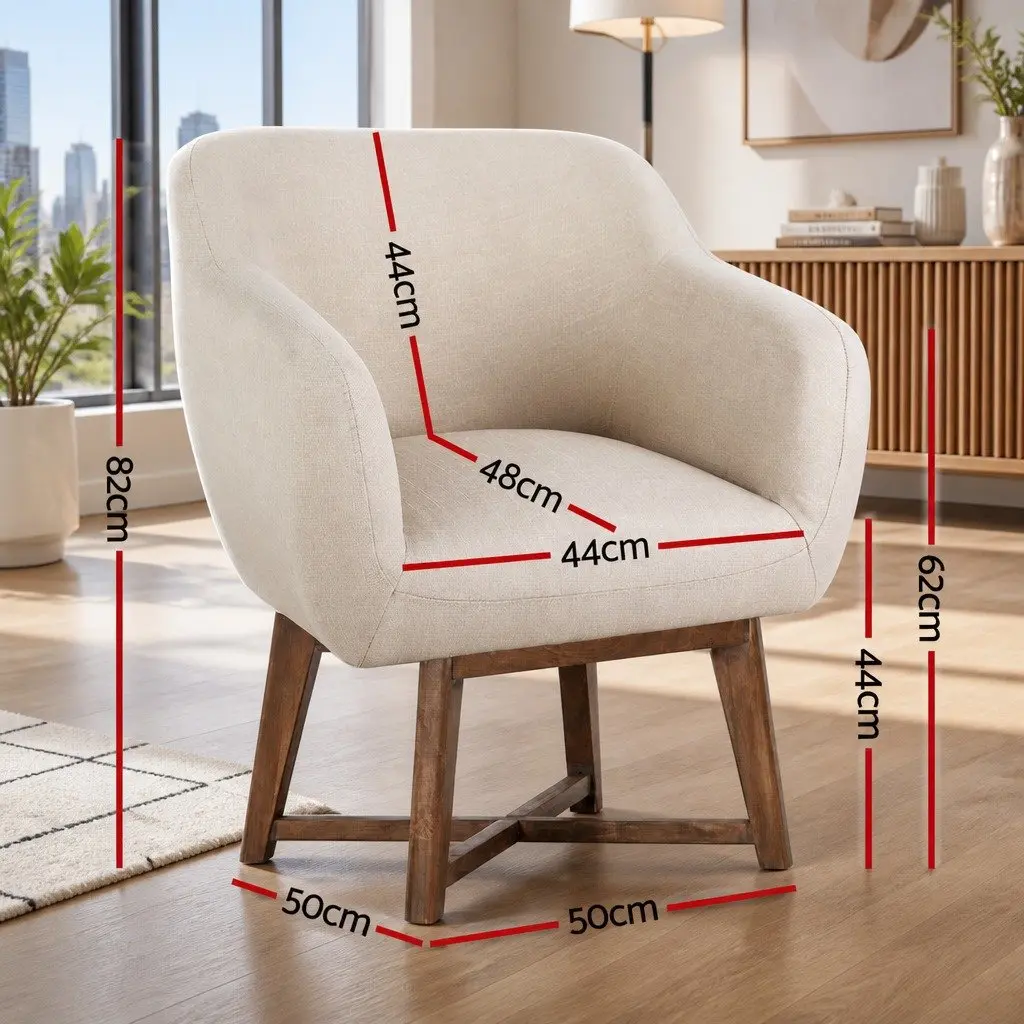 Beige Aston Accent Armchair with Criss-Cross Base