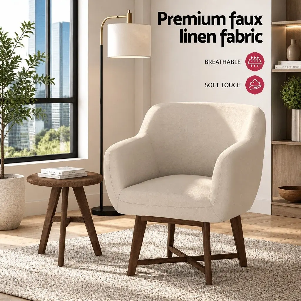 Beige Aston Accent Armchair with Criss-Cross Base