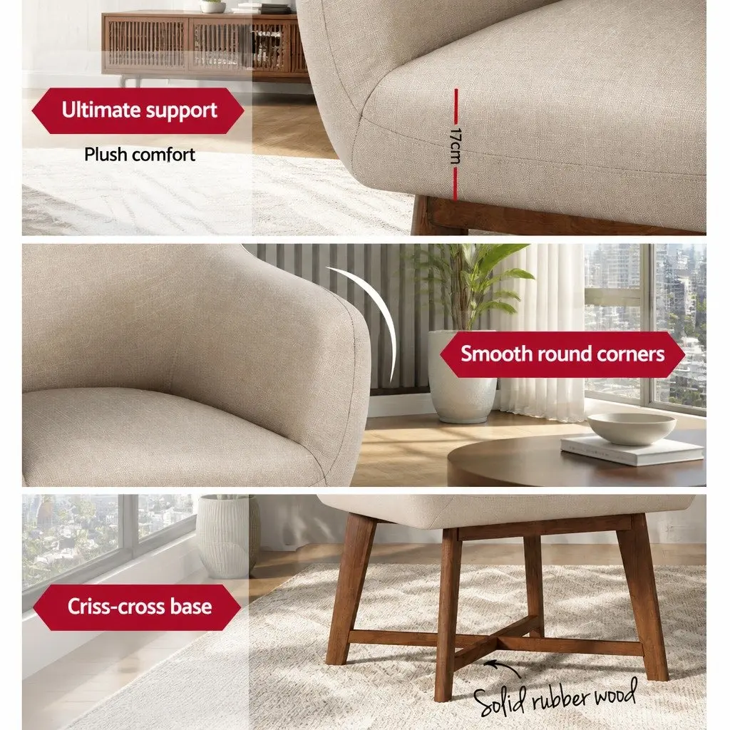 Beige Aston Accent Armchair with Criss-Cross Base