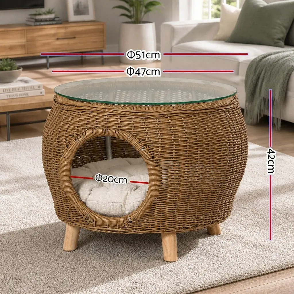 Coffee Table Wicker Yellow 51cm Aluminium Frame Indoor Outdoor