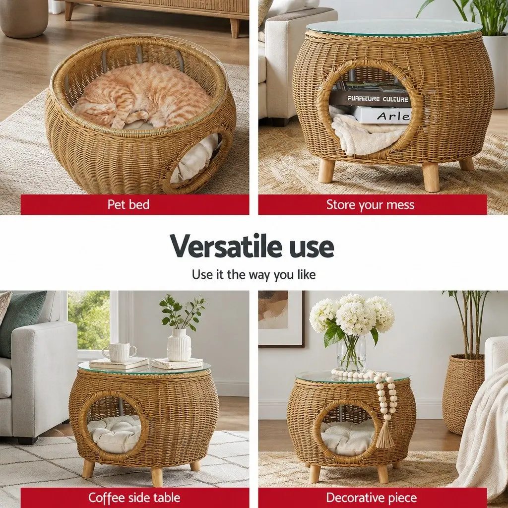 Coffee Table Wicker Yellow 51cm Aluminium Frame Indoor Outdoor