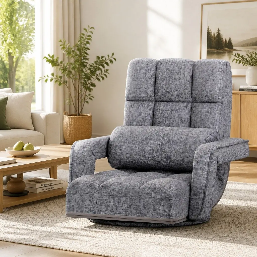 Adjustable Grey Floor Lounge Chair Sofa