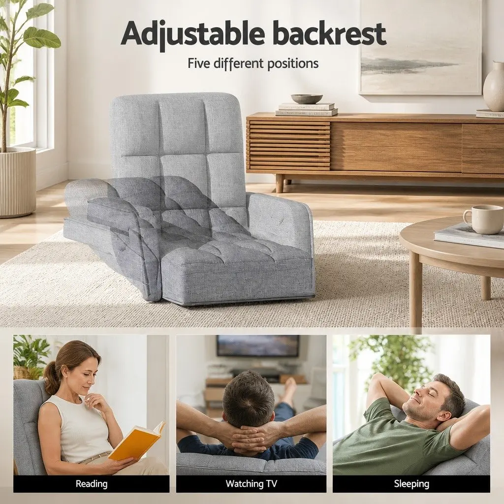 Adjustable Grey Floor Lounge Chair Sofa