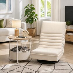 Floor Lounge Chair with Round Coffee Table Side End Charging Station Living