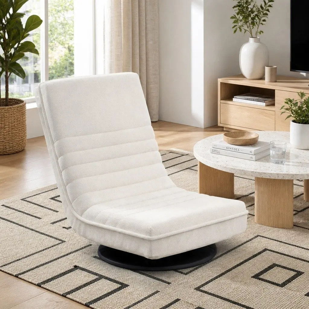 Floor Lounge Chair with Round Coffee Table Side End Charging Station Living