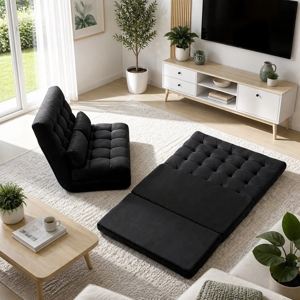 Floor Lounge Sofa Bed with Entertainment Cabinet