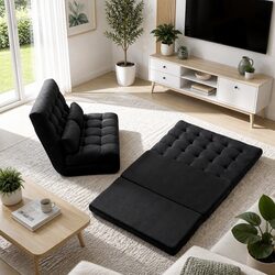 Comfortable Floor Lounge Sofa Bed with Entertainment Cabinet