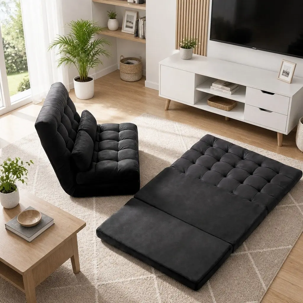 Floor Lounge Sofa Bed with Entertainment Cabinet
