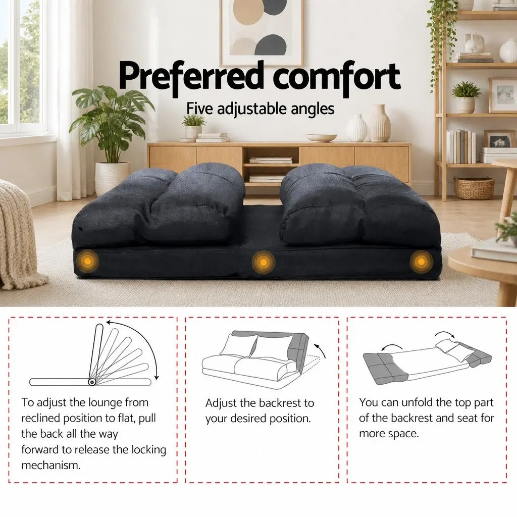 Floor Lounge Sofa Bed with 2 Tier Coffee Table Living Room Furniture Set