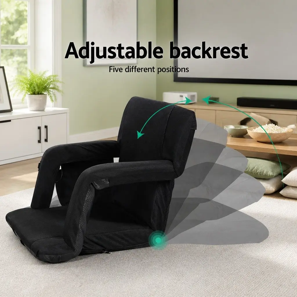 Heated Floor Lounge Sofa Bed with Adjustable Recliner Black
