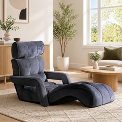Charcoal Lounge Sofa Bed with Adjustable Armrest