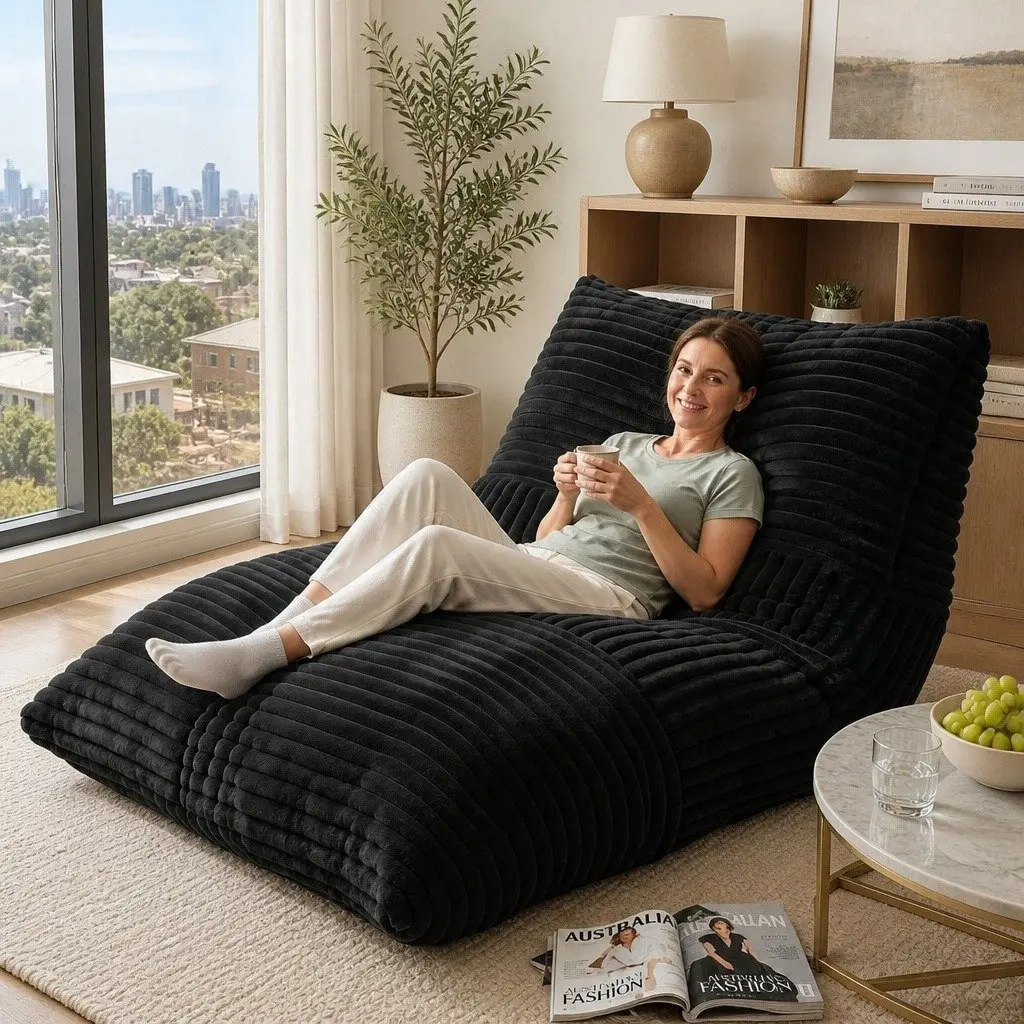 3-in-1 Convertible Bean Bag Chair Floor Sofa Lounger Bed Multi-Use Boneless