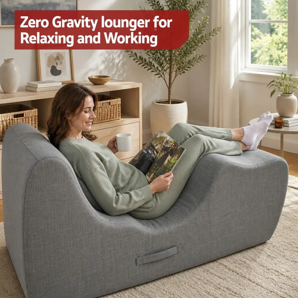 Chaise Lounge Chair Ergonomic S-Curve Floor Lounger Grey High-Density Foam