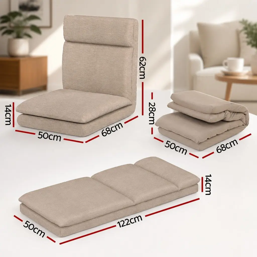 Foldable Floor Chair Sofa Recliner in Brown